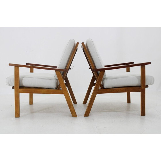 Image 1 of Paire de fauteuils vintage en hêtre et teck, Danemark 1960