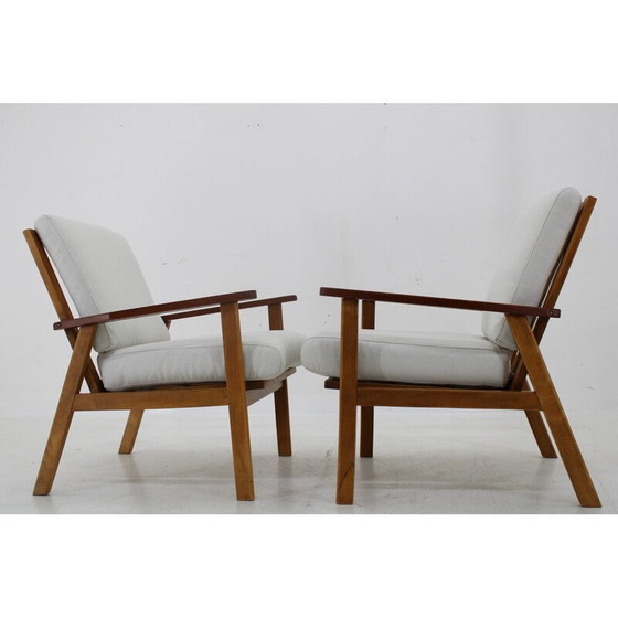 Image 1 of Paire de fauteuils vintage en hêtre et teck, Danemark 1960