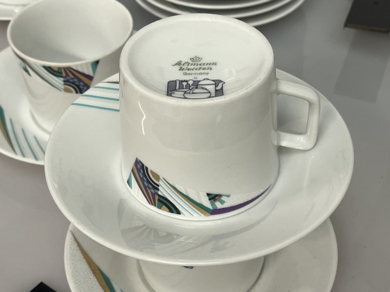 Image 1 of Set de 12 tasses et soucoupes Seltmann Weiden, Bavaria, W. Germany, Memphis Decor