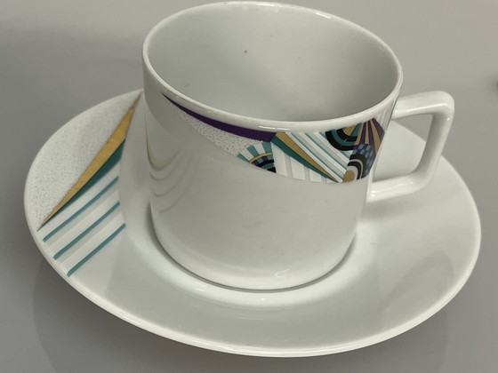 Image 1 of Set de 12 tasses et soucoupes Seltmann Weiden, Bavaria, W. Germany, Memphis Decor