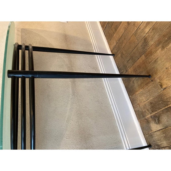 Image 1 of Console vintage "atlantique" en métal laqué noir et verre par Pascal Mourgue