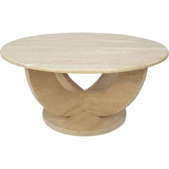 Image 1 of Table basse ronde en travertin, Italie 1970