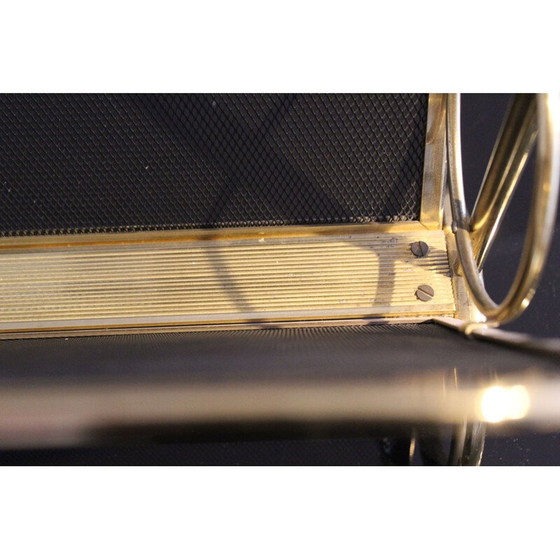 Image 1 of Porte-revues vintage en laiton et métal laqué noir, Italie 1970