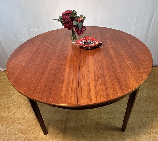 Mid Century Retro Vintage Teck Round Extending Dining Table By Mcintosh 1960