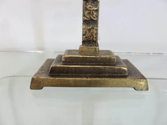 Image 1 of Bougeoir "Menorah Hanouka" 9 Bougies, En Laiton, 1960