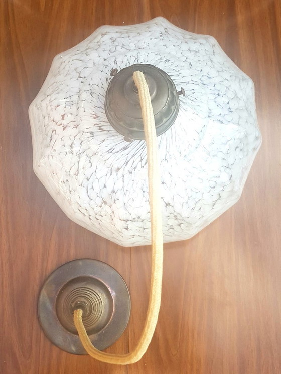 Image 1 of Plafonnier Art Nouveau blanc marbré