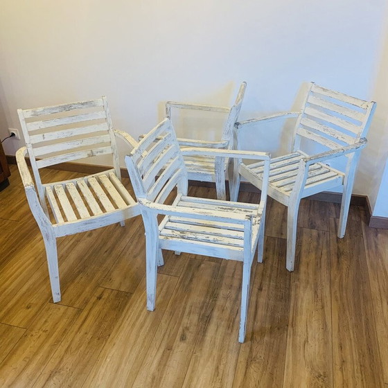 Image 1 of Ensemble de 4 chaises en bois vintage