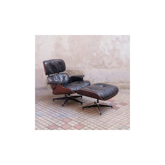 Image 1 of Chaise longue vintage en bois de rose avec ottoman par Charles et Ray Eames pour Herman Miller, 1970
