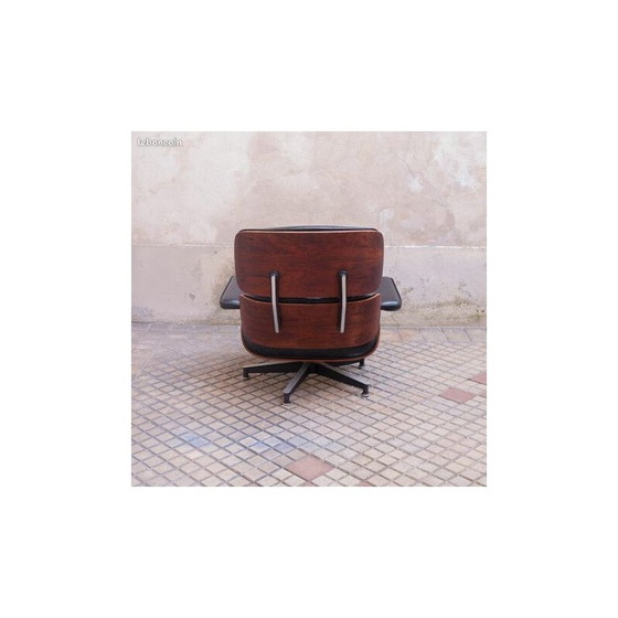 Image 1 of Chaise longue vintage en bois de rose avec ottoman par Charles et Ray Eames pour Herman Miller, 1970