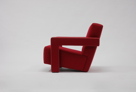 Image 1 of Cassina 2 Utrecht 637 New Never Used In Tomato Red Wool Cloth ( Serie 13L ) Horse Stitching