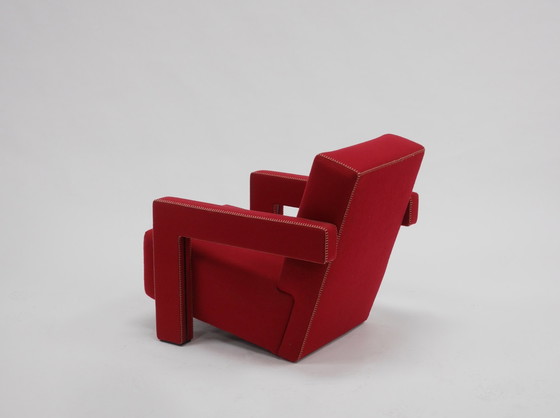 Image 1 of Cassina 2 Utrecht 637 New Never Used In Tomato Red Wool Cloth ( Serie 13L ) Horse Stitching