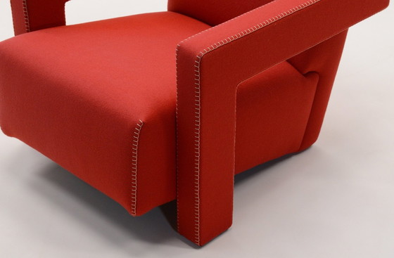 Image 1 of Cassina 2 Utrecht 637 New Never Used In Tomato Red Wool Cloth ( Serie 13L ) Horse Stitching