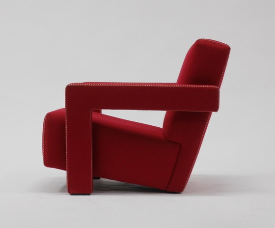 Image 1 of Cassina 2 Utrecht 637 New Never Used In Tomato Red Wool Cloth ( Serie 13L ) Horse Stitching