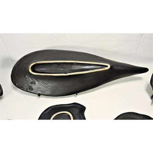 Service en céramique vintage en forme de coquillage par Pol Chambost, France 1950