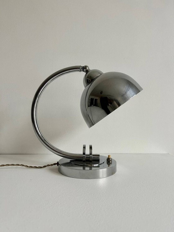Image 1 of Lampe De Table En Métal Chromé Moderniste - France 1930