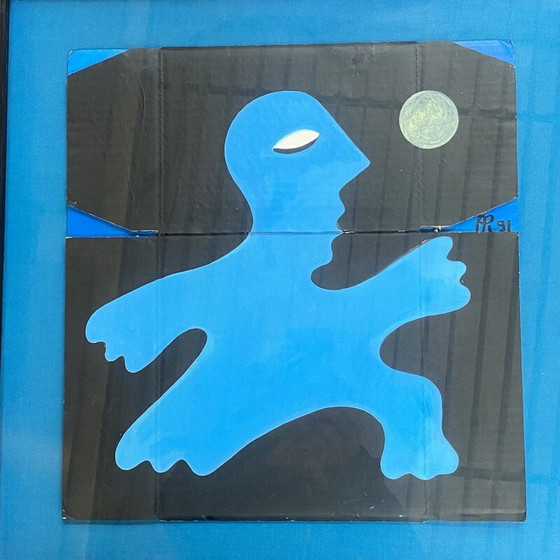 Image 1 of Peinture vintage "L'homme bleu" par Alain Rothstein, 1991