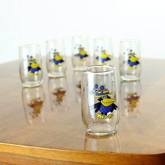 Image 1 of Ensemble de 6 verres vintage avec pring et or, Tchécoslovaquie 1960s