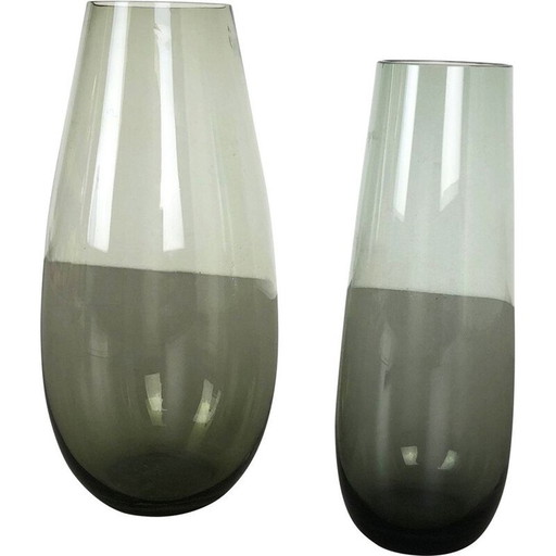 Paire de vases en verre vintage par Wilhelm Wagenfeld pour le Wmf, Allemagne 1960