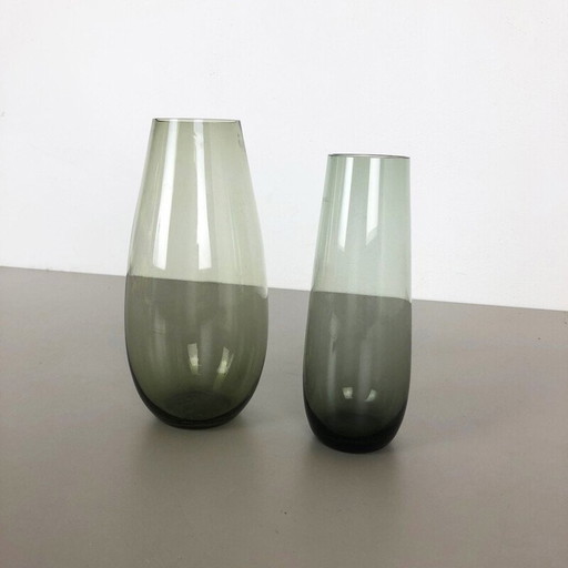 Paire de vases en verre vintage par Wilhelm Wagenfeld pour le Wmf, Allemagne 1960