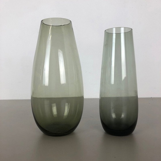 Image 1 of Paire de vases en verre vintage par Wilhelm Wagenfeld pour le Wmf, Allemagne 1960