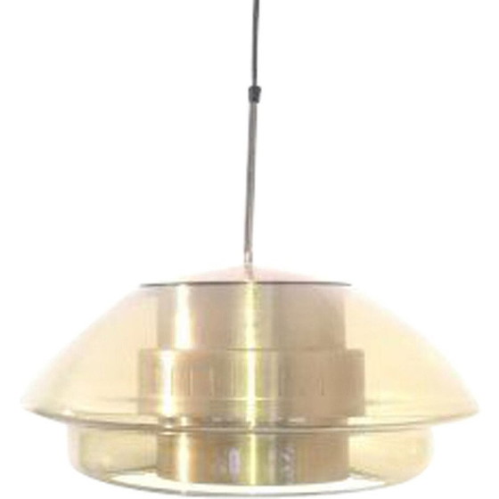 Image 1 of Lampe suspendue vintage en verre et métal, 1960