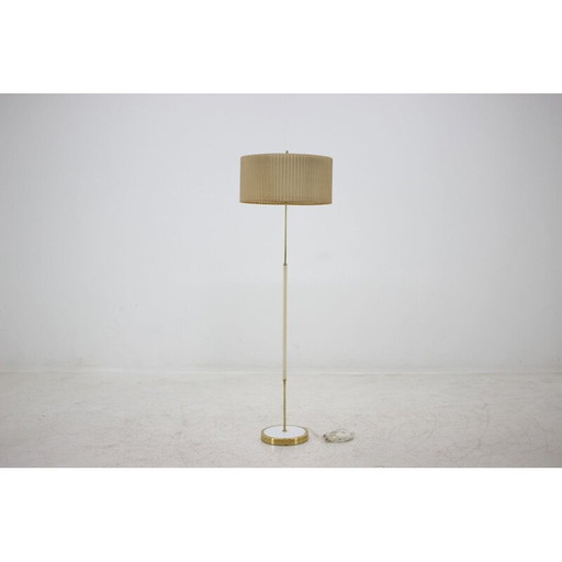 Lampadaire vintage en laiton, tissu et plastique, Allemagne 1970