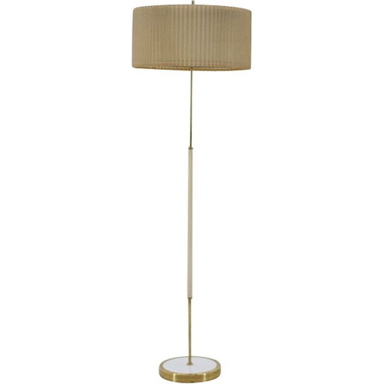 Image 1 of Lampadaire vintage en laiton, tissu et plastique, Allemagne 1970