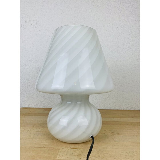 Image 1 of Lampe champignon vintage en verre blanc de Murano, 1970
