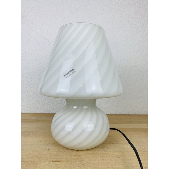 Image 1 of Lampe champignon vintage en verre blanc de Murano, 1970