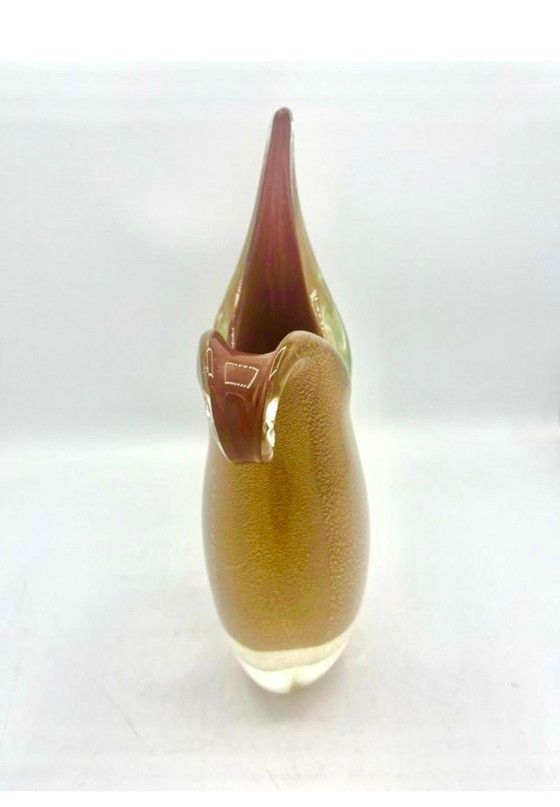 Image 1 of Flavio Poli Seguso Sommerso en verre d'art de Murano avec incrustation d'or , Italie 1970S