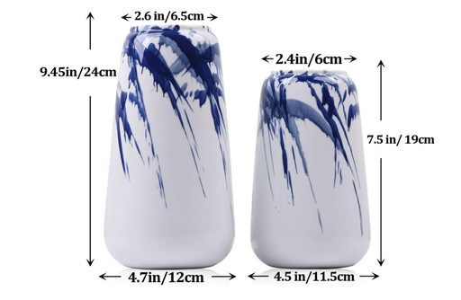 Vases En Céramique Bleu Et Blanc, Vases Décoratifs Émaillés Bleu Marine 