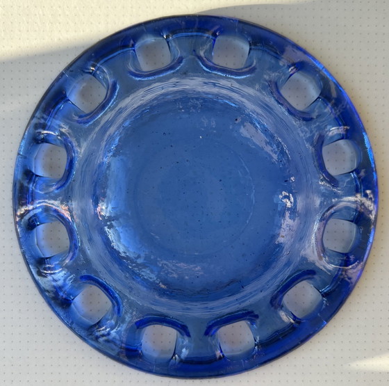 Image 1 of Bol vintage en verre bleu cobalt