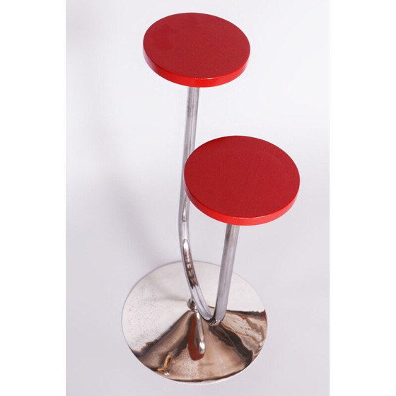 Image 1 of Porte-fleurs vintage en bois et chrome par Robert Slezak, Tchécoslovaquie 1930