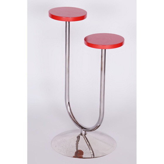 Image 1 of Porte-fleurs vintage en bois et chrome par Robert Slezak, Tchécoslovaquie 1930