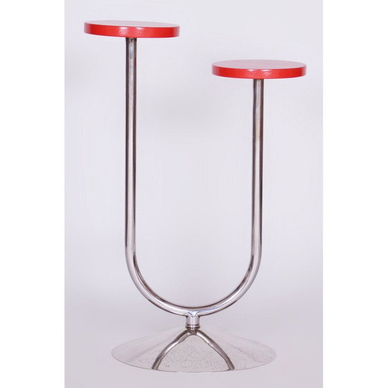 Image 1 of Porte-fleurs vintage en bois et chrome par Robert Slezak, Tchécoslovaquie 1930