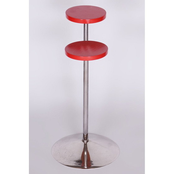 Image 1 of Porte-fleurs vintage en bois et chrome par Robert Slezak, Tchécoslovaquie 1930