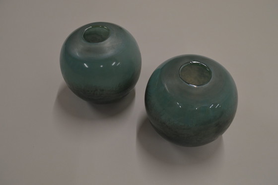 Image 1 of Vase en verre // Bleu clair grand