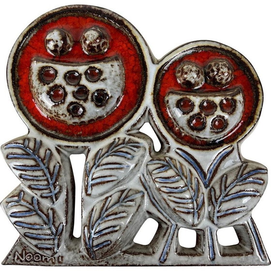 Image 1 of Plaque murale vintage en céramique par Noomi Backhausen pour Søholm, Danemark 1960