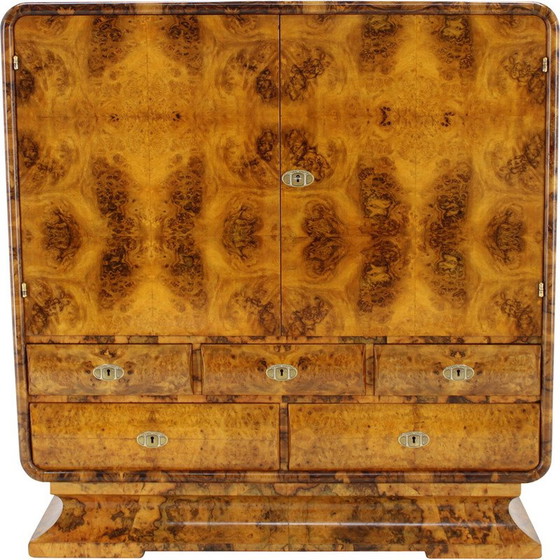 Image 1 of Meuble vintage Art Déco en finition noyer, Tchécoslovaquie 1930
