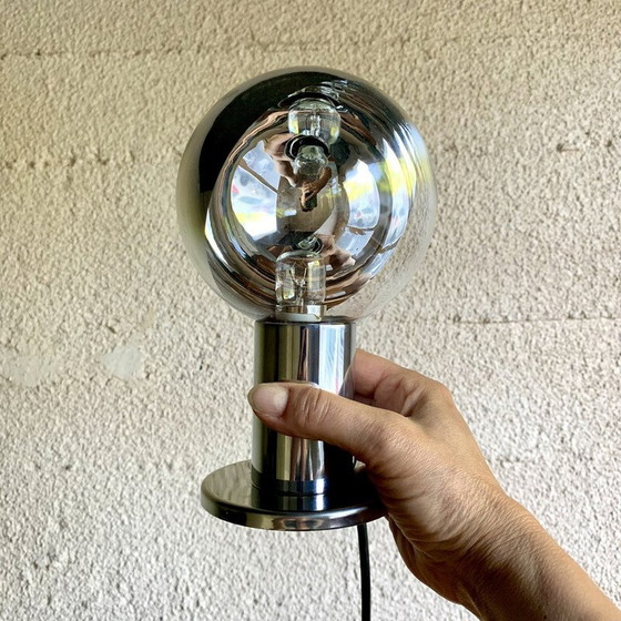 Image 1 of Lampe de table vintage en verre et chrome par Motoko Ishii pour Staff Leuchten, Allemagne