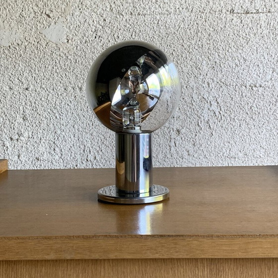Image 1 of Lampe de table vintage en verre et chrome par Motoko Ishii pour Staff Leuchten, Allemagne