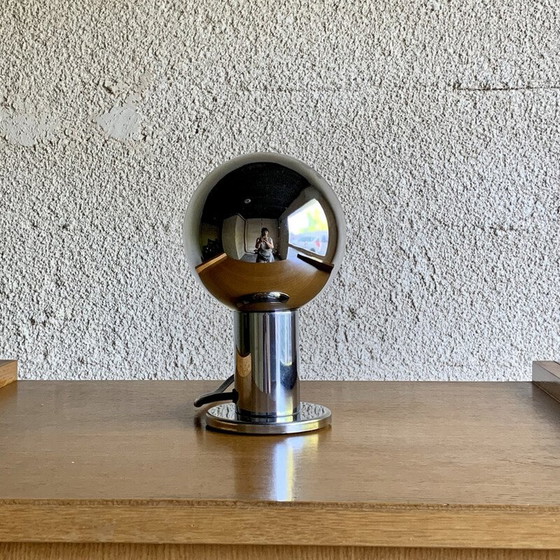 Image 1 of Lampe de table vintage en verre et chrome par Motoko Ishii pour Staff Leuchten, Allemagne