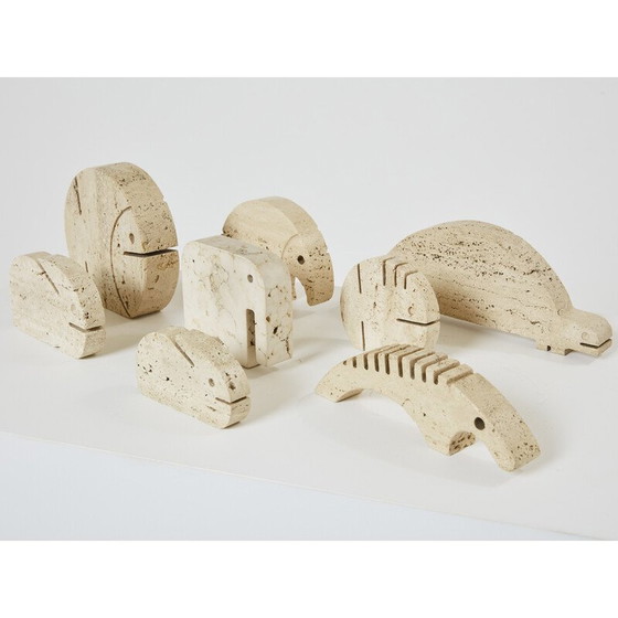 Image 1 of Lot de 8 sculptures d'animaux en travertin de Fratelli Mannelli, Italie 1970