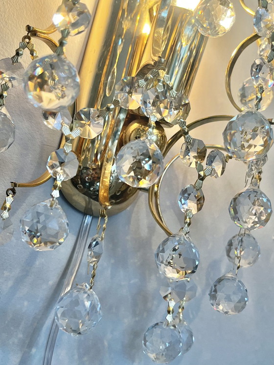 Image 1 of Branded Swarovski Crystal Set Wall Lights Gold Leaf 2