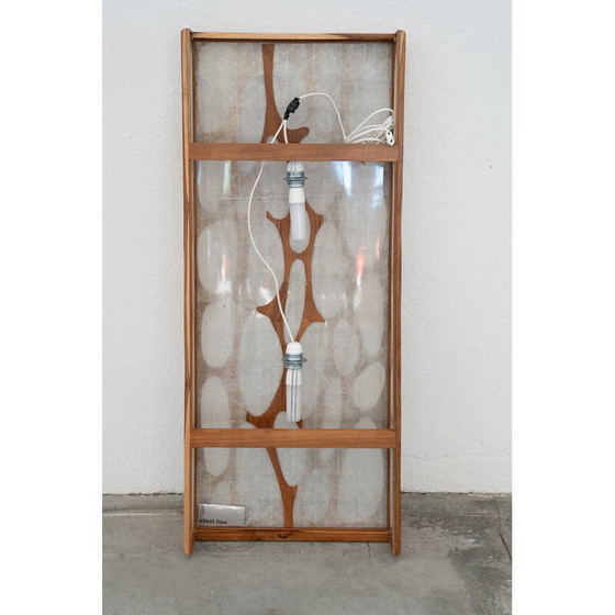 Image 1 of Vintage wall lamp in cherry wood and rice paper, Italy 1980