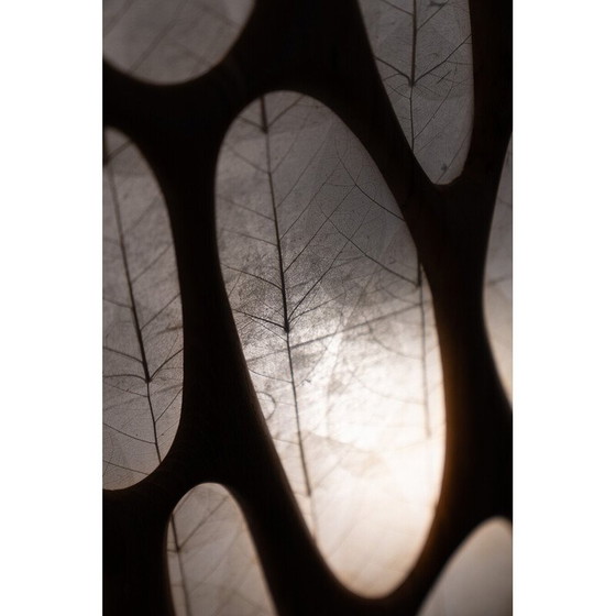 Image 1 of Vintage wall lamp in cherry wood and rice paper, Italy 1980