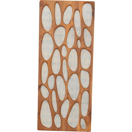 Image 1 of Vintage wall lamp in cherry wood and rice paper, Italy 1980