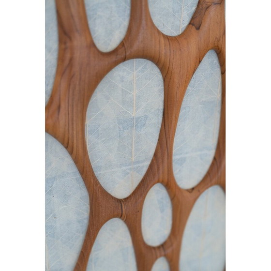 Image 1 of Vintage wall lamp in cherry wood and rice paper, Italy 1980