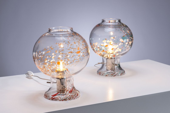 Image 1 of Set de lampes de table Orrefors en verre soufflé à la main.