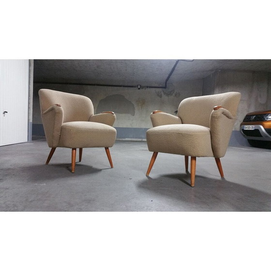 Image 1 of Paire de fauteuils danois en tissu beige